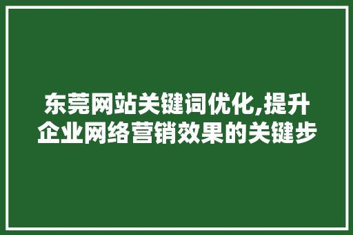 东莞网站关键词优化,提升企业网络营销效果的关键步骤