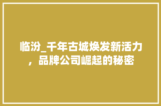 临汾_千年古城焕发新活力，品牌公司崛起的秘密 MySQL