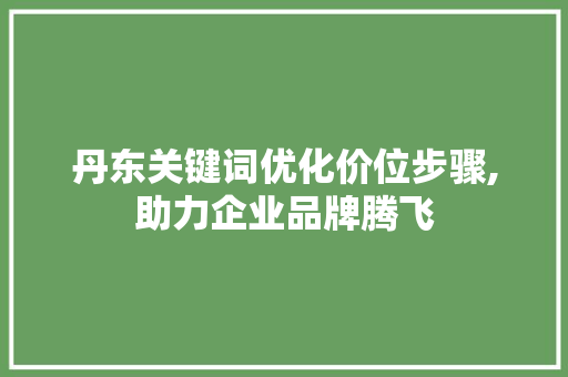 丹东关键词优化价位步骤,助力企业品牌腾飞