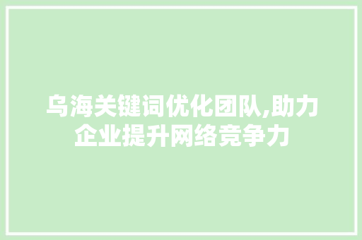 乌海关键词优化团队,助力企业提升网络竞争力 MySQL