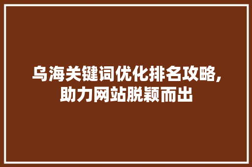 乌海关键词优化排名攻略,助力网站脱颖而出