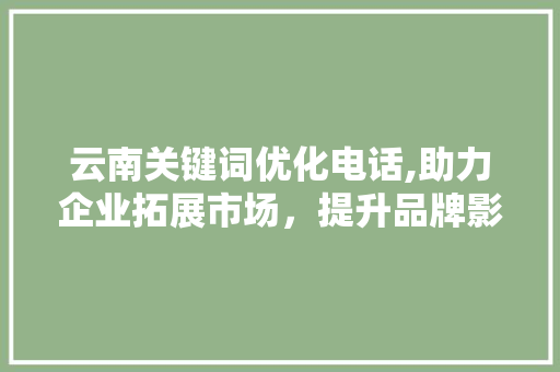 云南关键词优化电话,助力企业拓展市场，提升品牌影响力