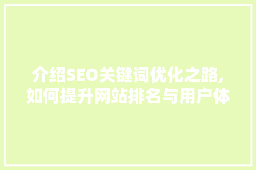 介绍SEO关键词优化之路,如何提升网站排名与用户体验