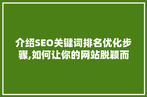 介绍SEO关键词排名优化步骤,如何让你的网站脱颖而出