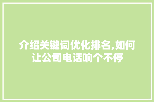 介绍关键词优化排名,如何让公司电话响个不停