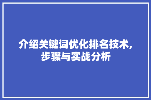 介绍关键词优化排名技术,步骤与实战分析
