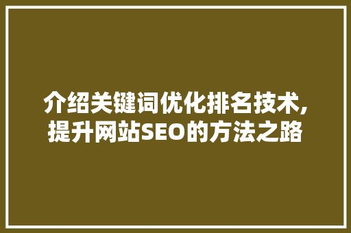 介绍关键词优化排名技术,提升网站SEO的方法之路