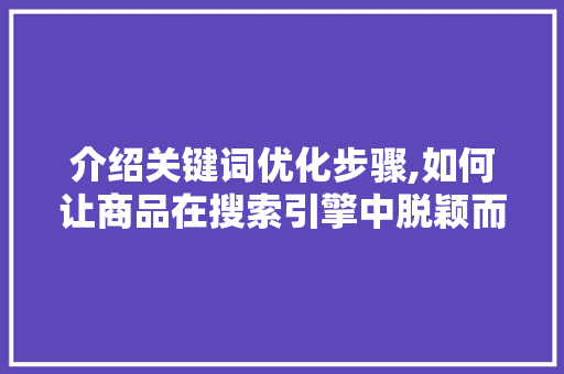 介绍关键词优化步骤,如何让商品在搜索引擎中脱颖而出