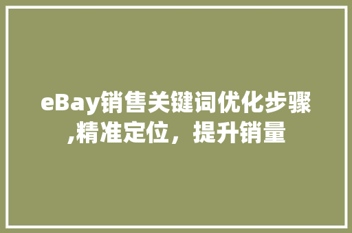 eBay销售关键词优化步骤,精准定位，提升销量