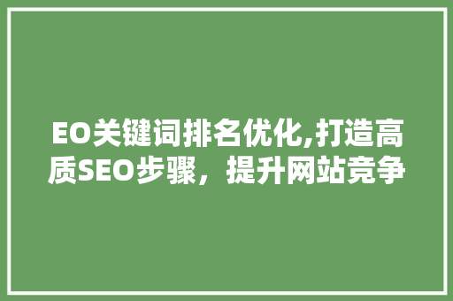 EO关键词排名优化,打造高质SEO步骤，提升网站竞争力