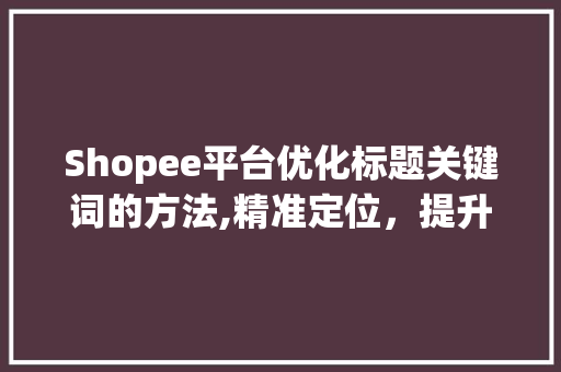 Shopee平台优化标题关键词的方法,精准定位，提升商品曝光率