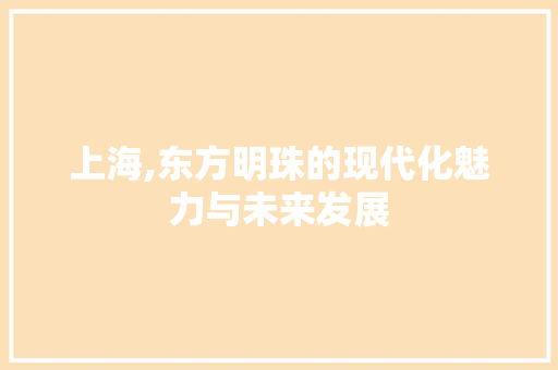 上海,东方明珠的现代化魅力与未来发展