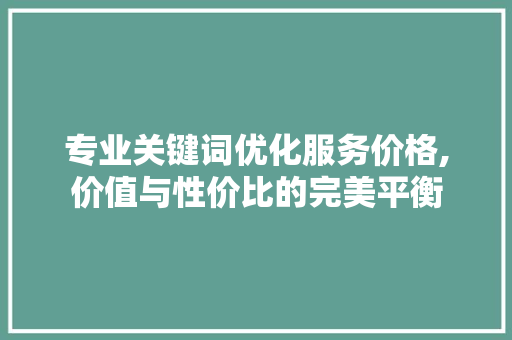 专业关键词优化服务价格,价值与性价比的完美平衡