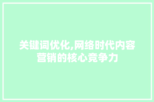 关键词优化,网络时代内容营销的核心竞争力