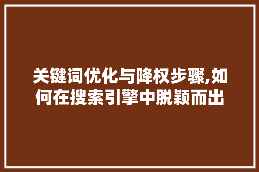 关键词优化与降权步骤,如何在搜索引擎中脱颖而出