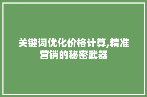 关键词优化价格计算,精准营销的秘密武器