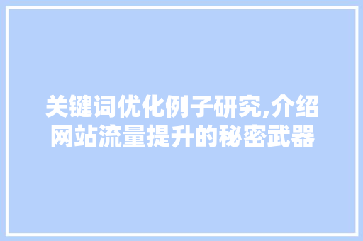 关键词优化例子研究,介绍网站流量提升的秘密武器