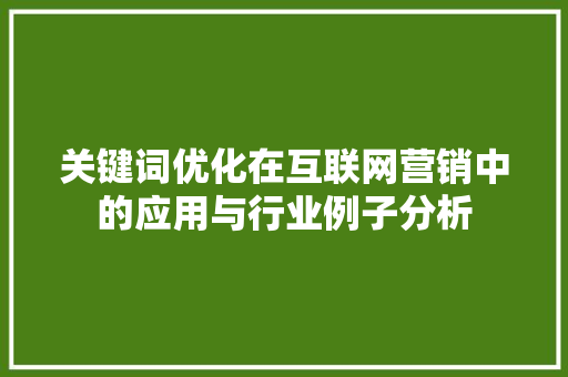 关键词优化在互联网营销中的应用与行业例子分析