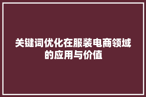 关键词优化在服装电商领域的应用与价值