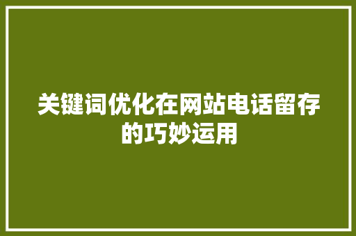 关键词优化在网站电话留存的巧妙运用