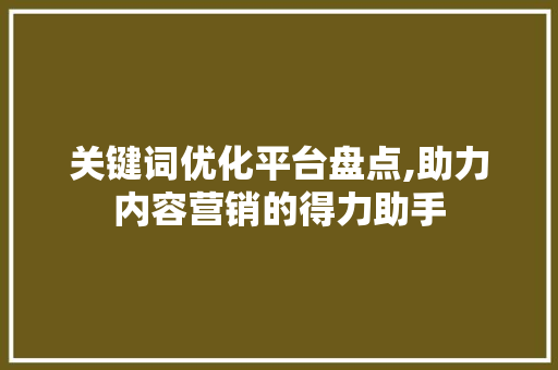 关键词优化平台盘点,助力内容营销的得力助手