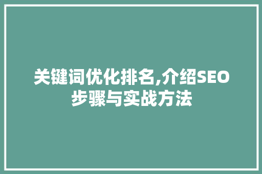 关键词优化排名,介绍SEO步骤与实战方法