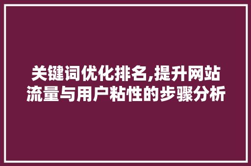 关键词优化排名,提升网站流量与用户粘性的步骤分析