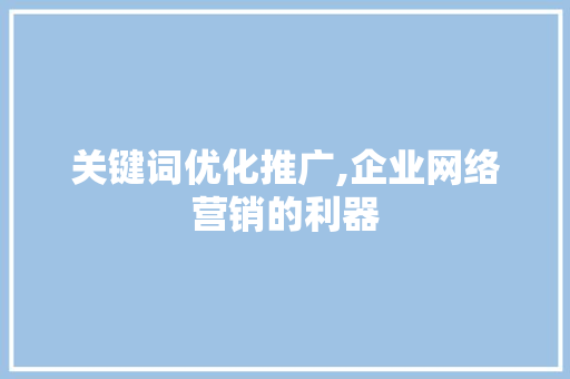 关键词优化推广,企业网络营销的利器