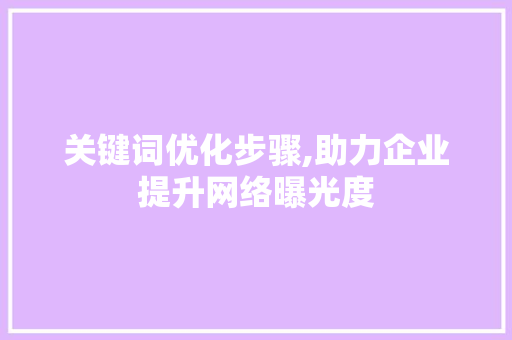 关键词优化步骤,助力企业提升网络曝光度