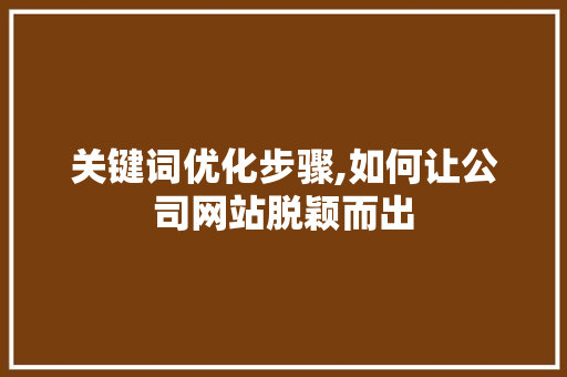关键词优化步骤,如何让公司网站脱颖而出