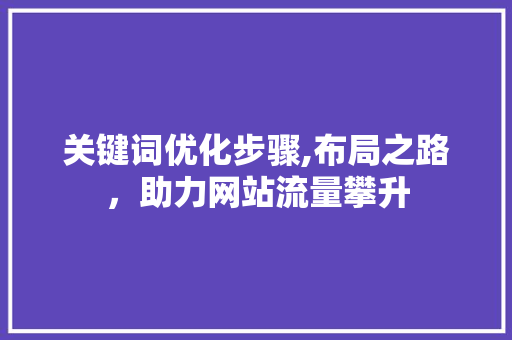 关键词优化步骤,布局之路，助力网站流量攀升