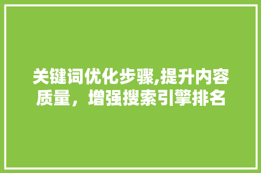 关键词优化步骤,提升内容质量，增强搜索引擎排名