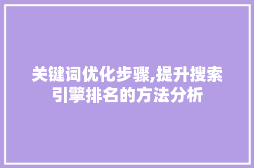 关键词优化步骤,提升搜索引擎排名的方法分析