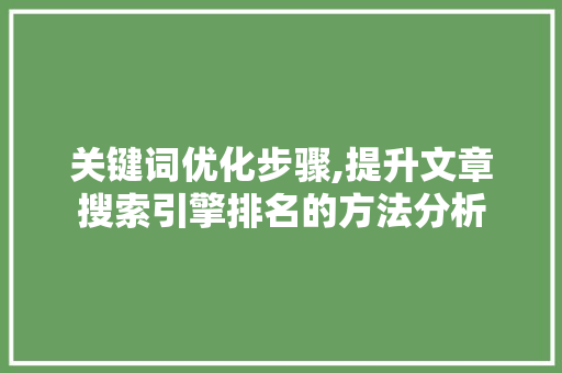关键词优化步骤,提升文章搜索引擎排名的方法分析