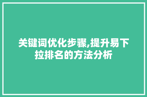 关键词优化步骤,提升易下拉排名的方法分析