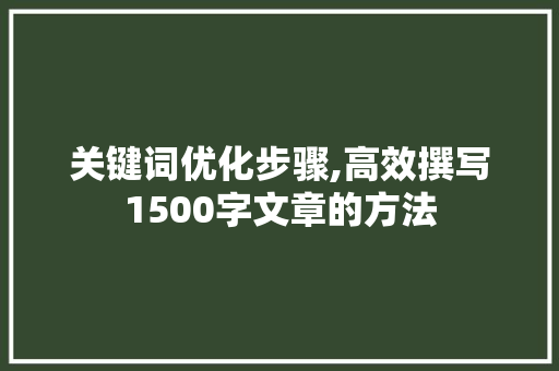 关键词优化步骤,高效撰写1500字文章的方法