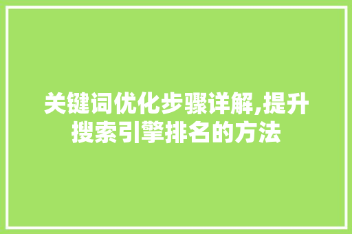 关键词优化步骤详解,提升搜索引擎排名的方法