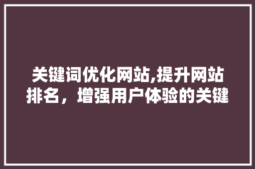 关键词优化网站,提升网站排名，增强用户体验的关键步骤
