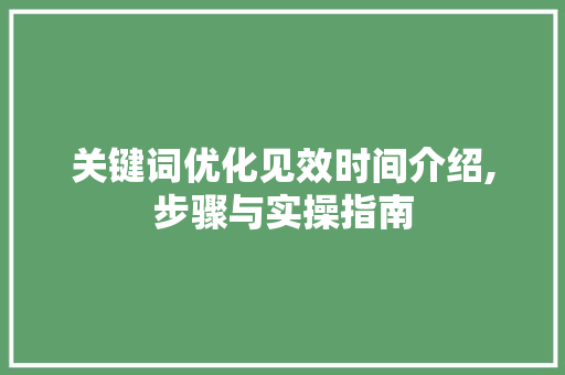 关键词优化见效时间介绍,步骤与实操指南