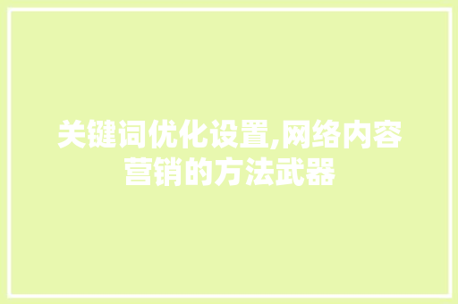 关键词优化设置,网络内容营销的方法武器
