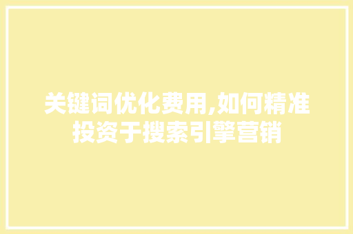 关键词优化费用,如何精准投资于搜索引擎营销