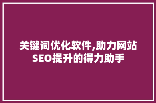 关键词优化软件,助力网站SEO提升的得力助手