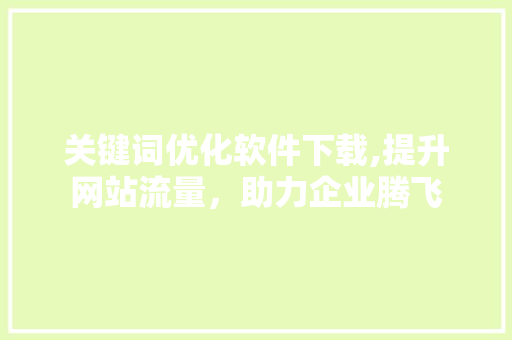 关键词优化软件下载,提升网站流量，助力企业腾飞