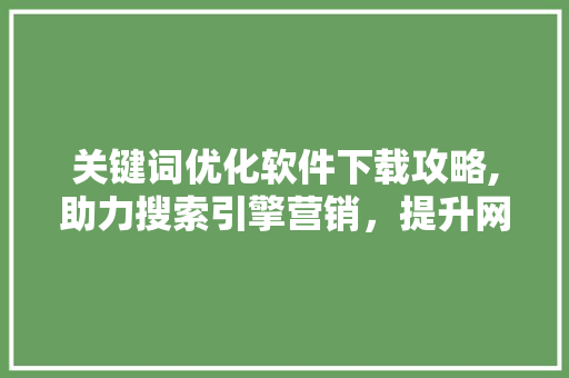 关键词优化软件下载攻略,助力搜索引擎营销，提升网站流量与转化率