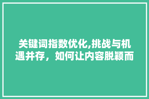 关键词指数优化,挑战与机遇并存，如何让内容脱颖而出