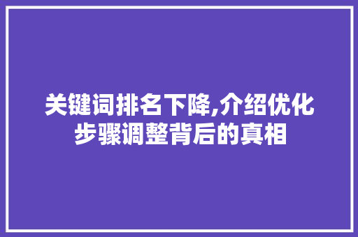 关键词排名下降,介绍优化步骤调整背后的真相
