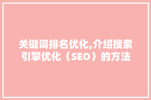 关键词排名优化,介绍搜索引擎优化（SEO）的方法