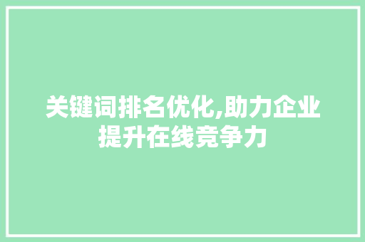 关键词排名优化,助力企业提升在线竞争力 MySQL