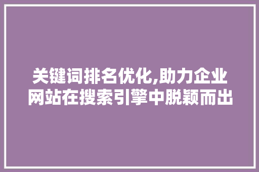 关键词排名优化,助力企业网站在搜索引擎中脱颖而出