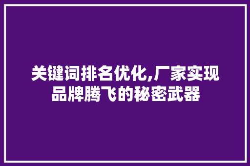 关键词排名优化,厂家实现品牌腾飞的秘密武器